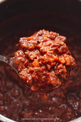 Instant Pot bolognese sauce close up