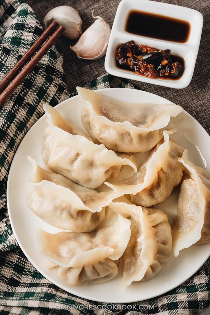 Homemade lamb dumplings close-up