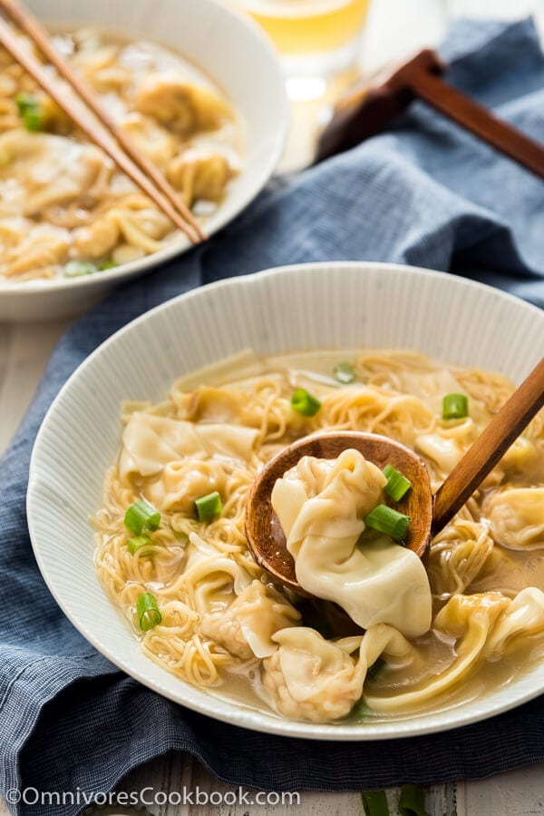 Cantonese Wonton Noodle Soup (港式云吞面) Recipe + Video - You can make a hearty bowl of wonton noodle soup at home, and it’ll be even better than in a Chinese restaurant!