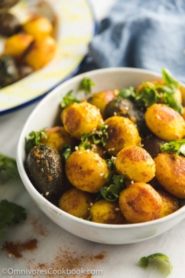 Crispy Pressure Cooker Potatoes - Moist and tender in texture and crispy on the surface. They require less oil than roasted potatoes and taste even better!
