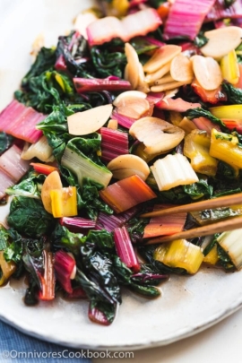 Easy Swiss Chard Stir Fry - A delicious side dish that needs three ingredients and five minutes to cook. A great way to add vegetables to a weeknight’s dinner.