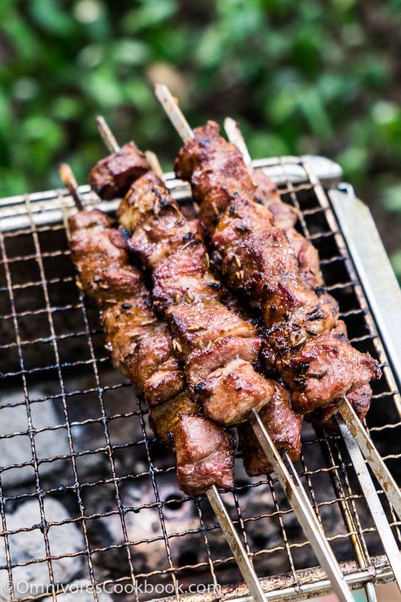 Xinjiang Lamb Skewer (新疆烤串, chuar) - The real-deal recipe that helps you cook exactly the way Chinese street vendors do. Learn the best practices of choosing cuts, making the marinade, and grilling over charcoal.