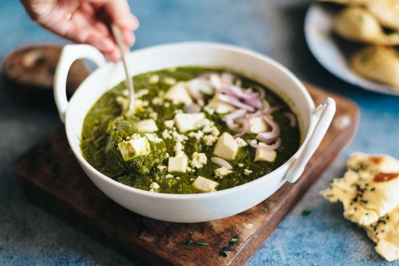 Palak Paneer (Spinach Curry with Cheese) Cooking Process