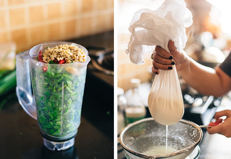 Palak Paneer (Spinach Curry with Cheese) Cooking Process