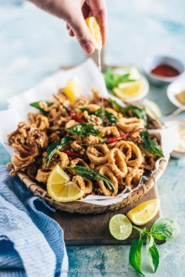 Salt and Pepper Squid | Calamari | Deep Fried | Asian | Chinese | Seafood | Appetizer | Restaurant Style | Basil | Recipe