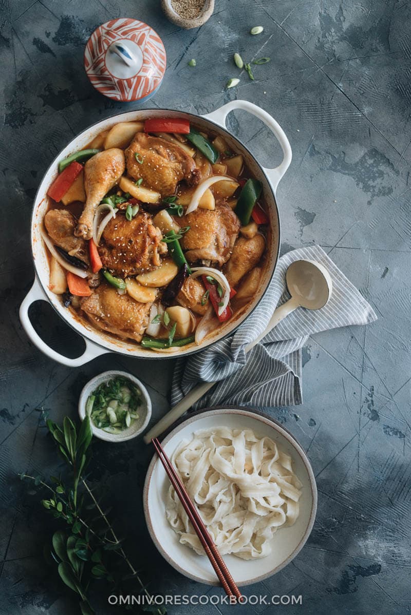 Da Pan Ji - A hearty chicken potato stew in a rich Chinese-style sauce served on top of noodles. It’s one of those one-pot comfort recipes that you always crave.