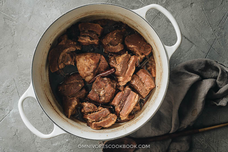 Chinese braised pork belly for making pork belly buns