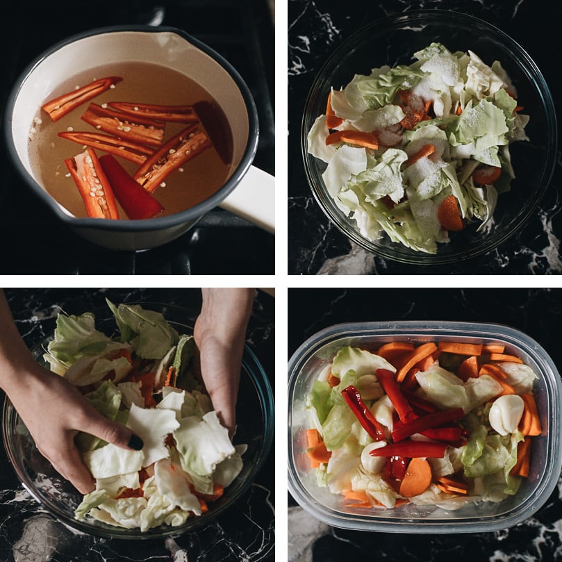 Chinese pickled cabbage cooking step-by-step