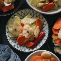 Chinese Pickled Cabbage (A Quick Pickle Recipe) | Make crunchy Chinese pickled cabbage with this quick pickle recipe. It is so easy to prepare, and the result is a well-balanced crisp sweet and sour pickle just like the appetizer you’d get at a Chinese restaurant. {Vegan, Gluten-Free}