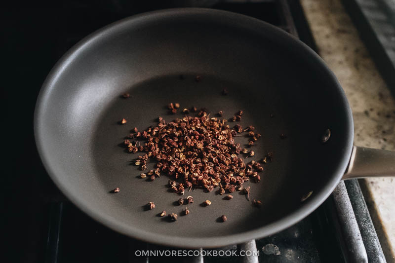 Toasting Sichuan peppercorns