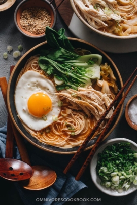 Korean noodle soup close-up