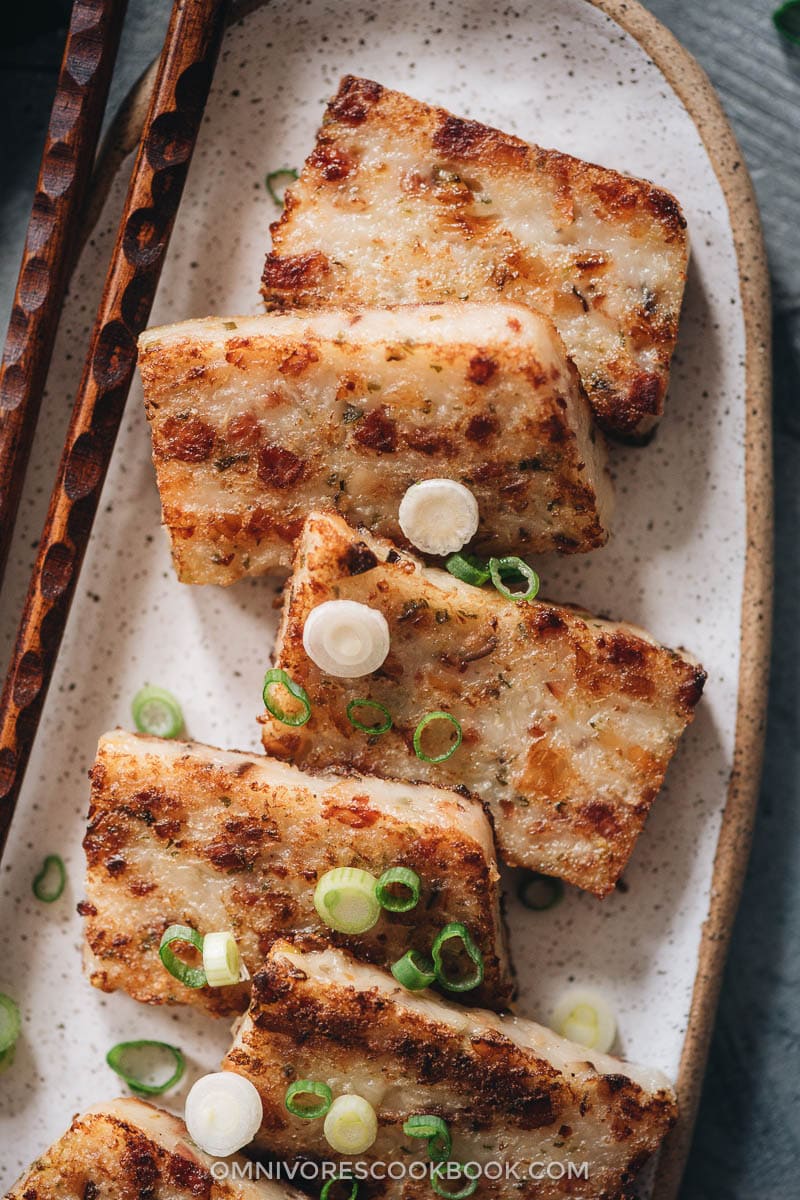 Chinese turnip cake close up