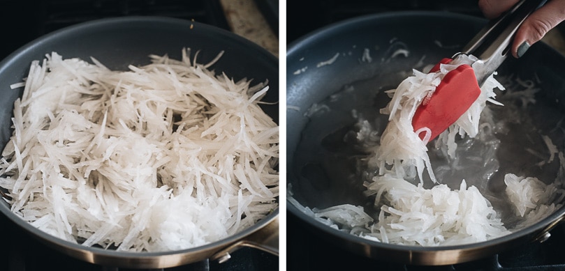 Cook daikon radish slices