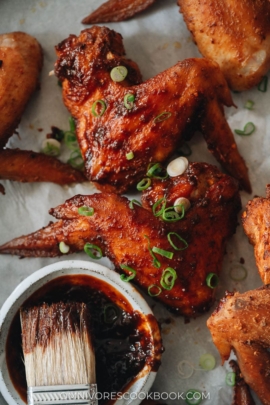 Chinese style hot wings close-up