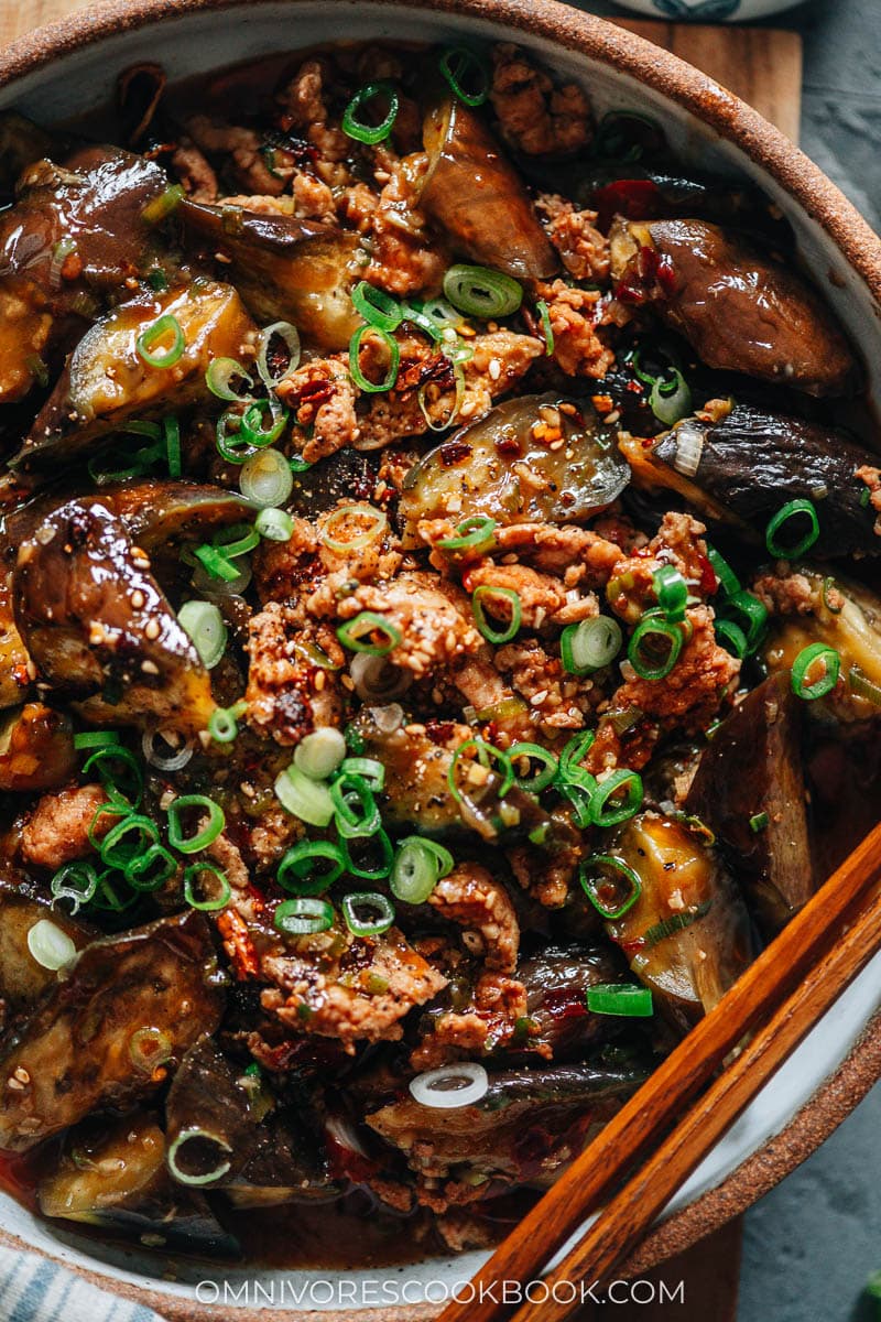 Mapo eggplant close up