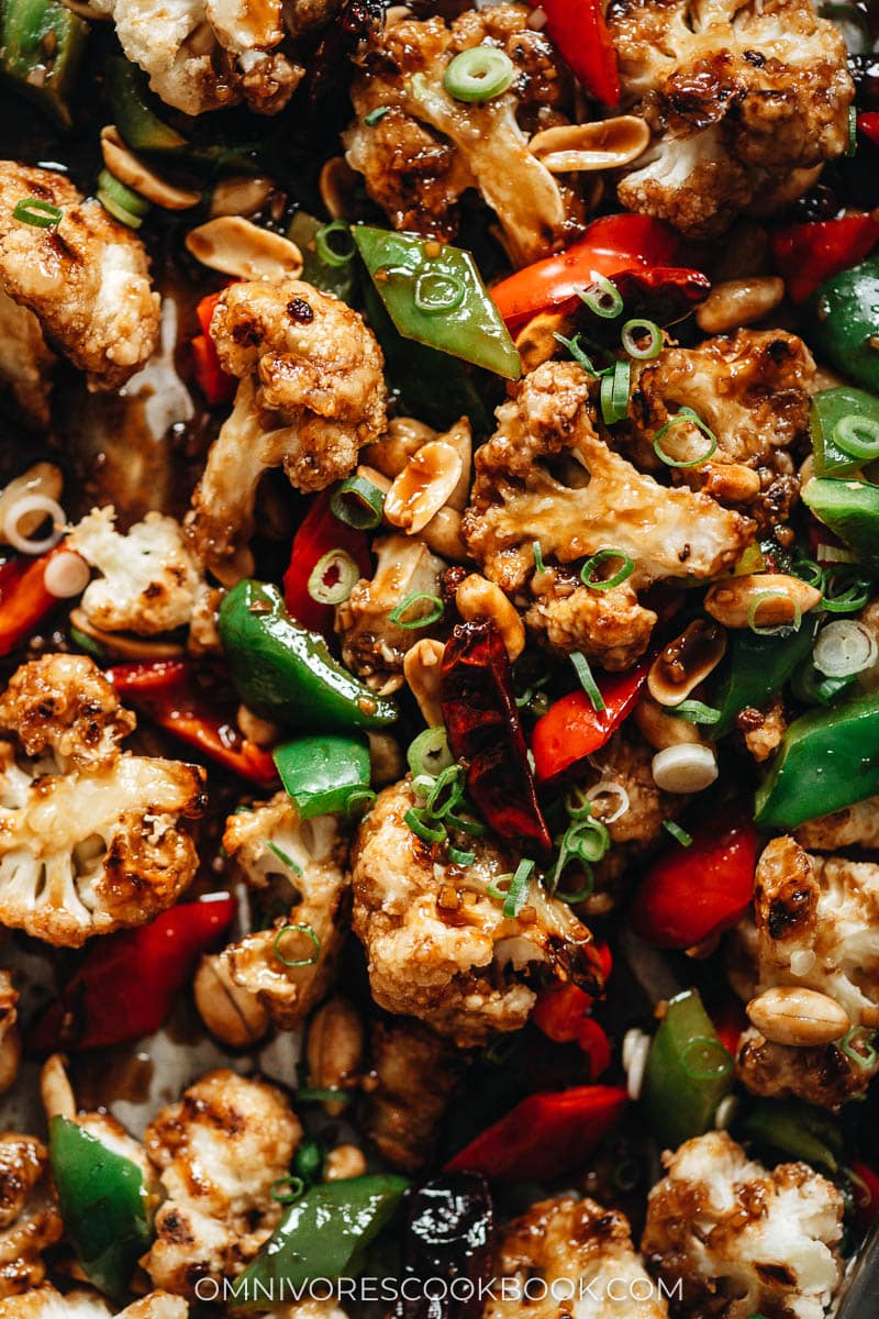 Kung pao cauliflower close up