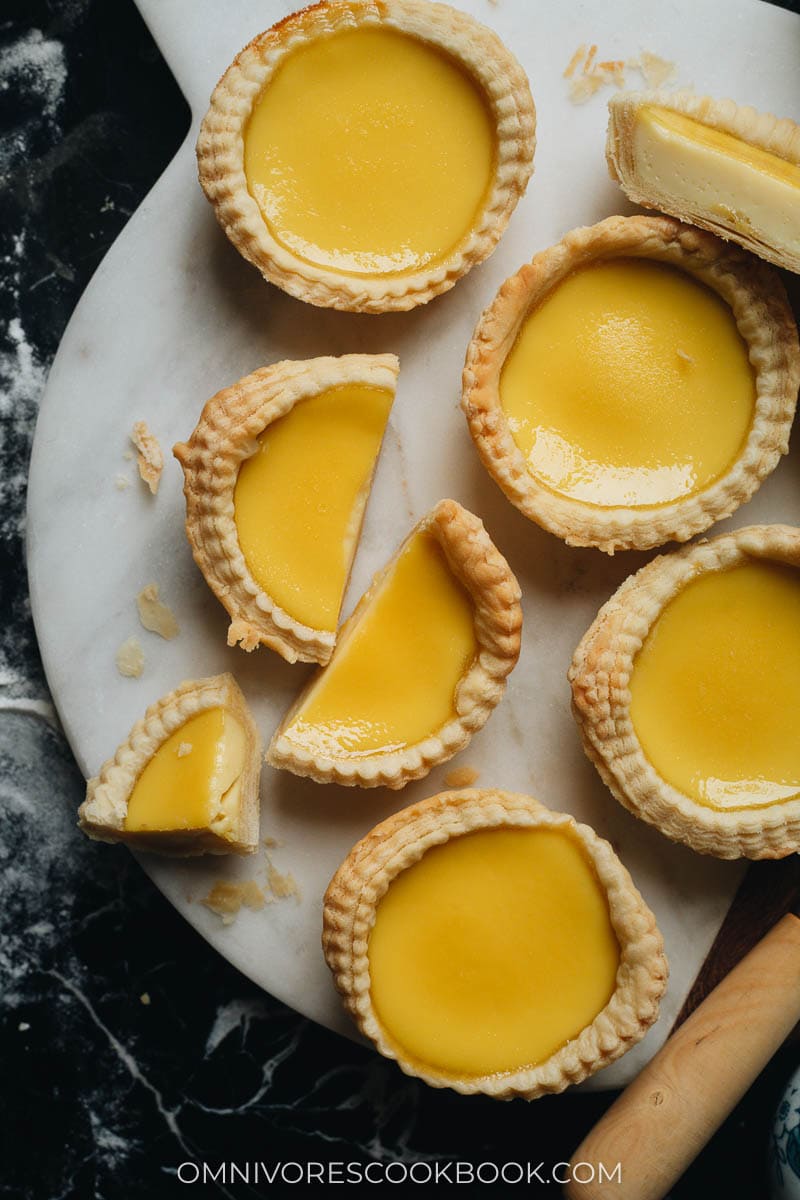 Chinese egg tarts close up