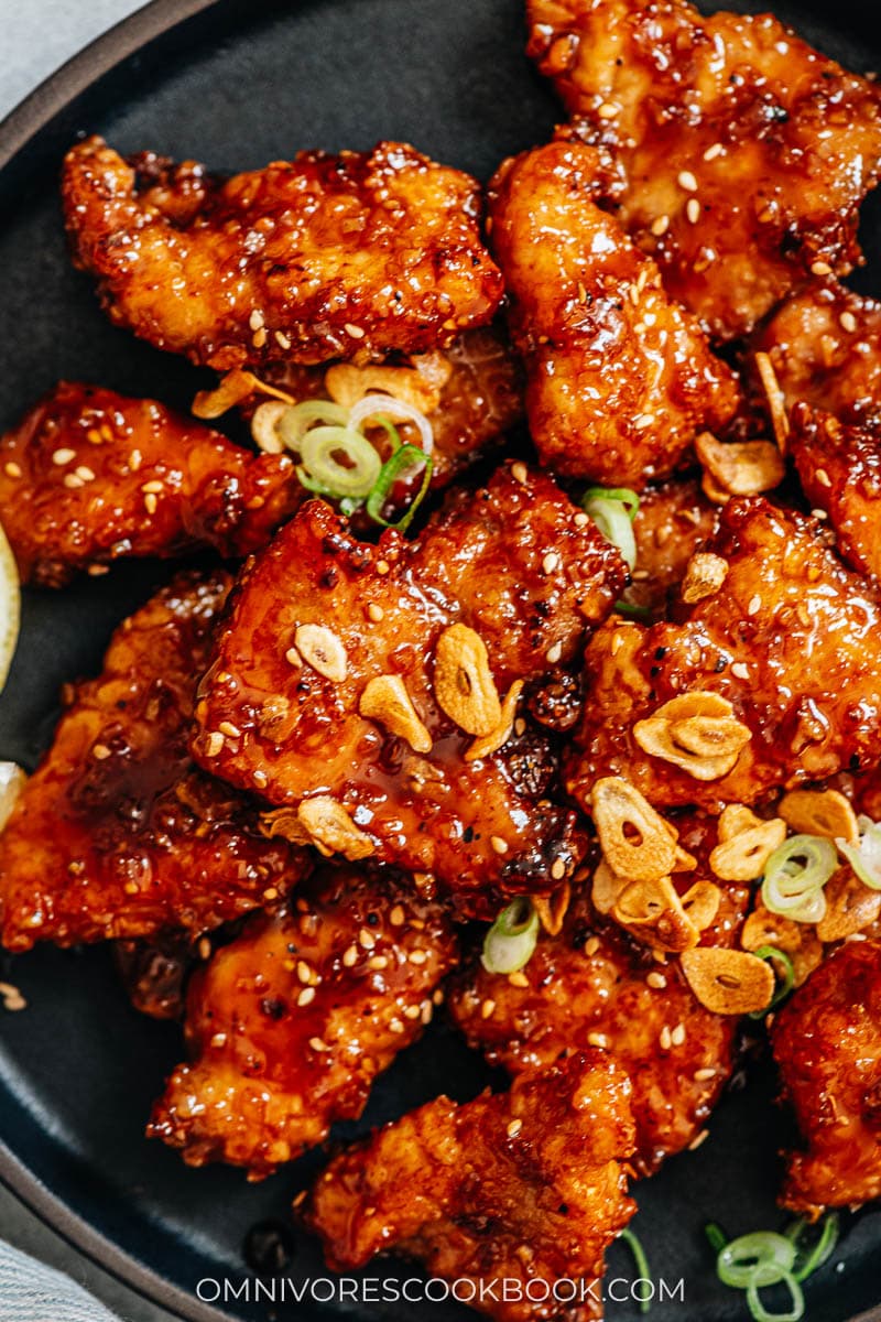 Crispy pork with honey garlic sauce