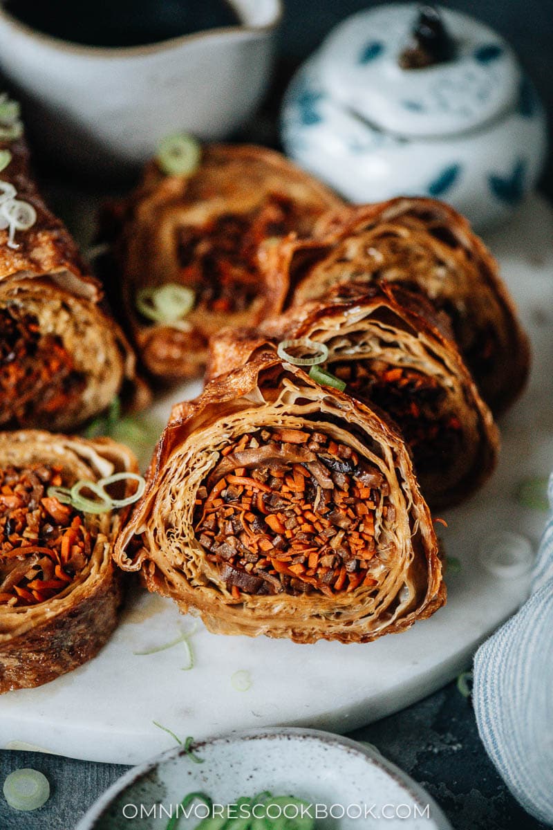 Vegetarian duck made with dried yuba and veggies