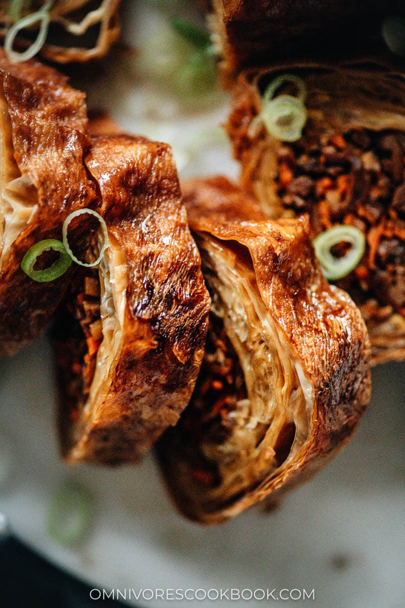 Vegetarian duck close-up