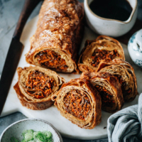 A classic Chinese Buddhist dish upgraded to the holiday version. This vegetarian duck is a perfect holiday loaf for both vegetarian and vegan feasts. {Vegan, Gluten-Free adaptable}