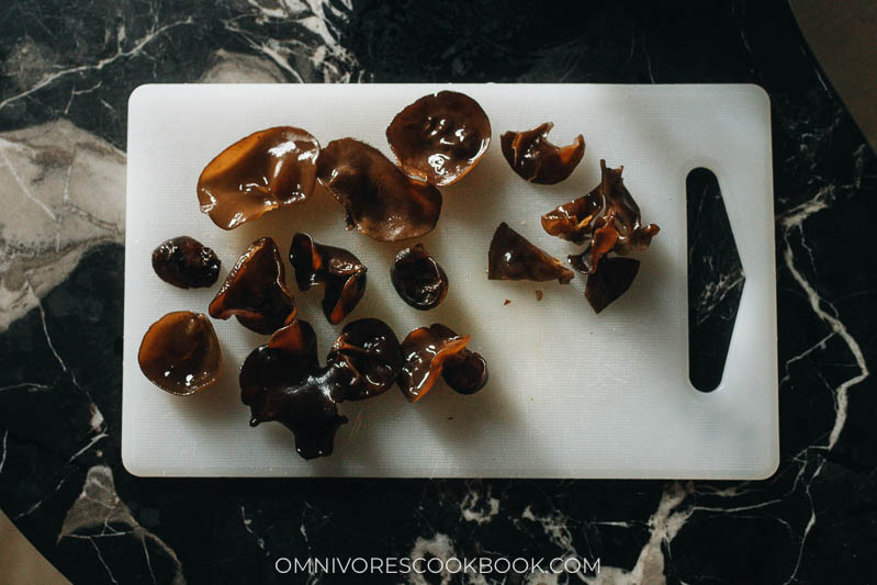 Rehydrated wood ear mushrooms