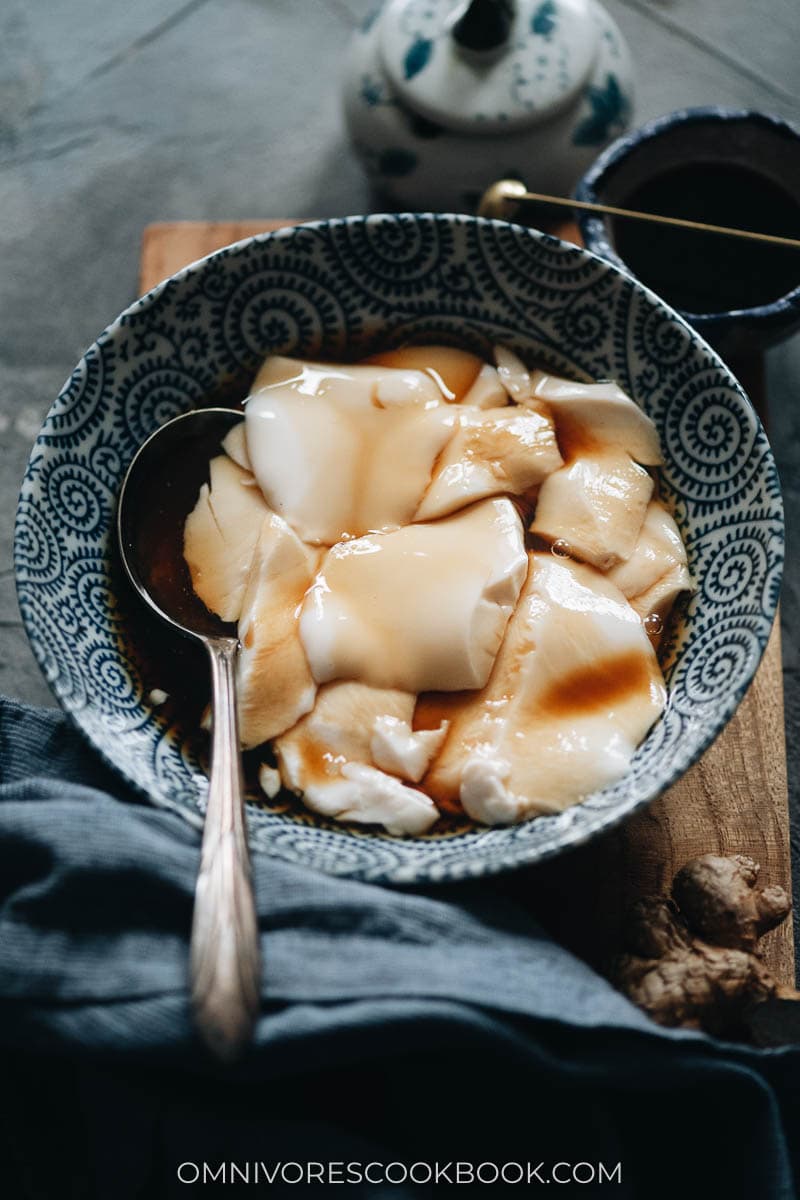 Homemade douhua served with syrup