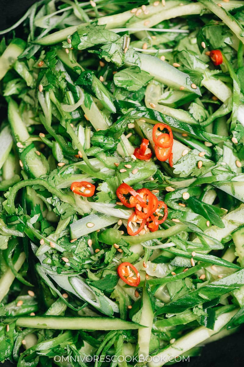 Close-up of authentic northern-style tiger salad