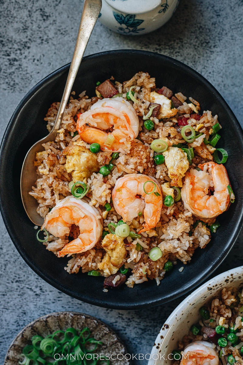 Yang zhou chao fan with shrimp and char siu