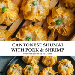 Cantonese shumai are fresh, juicy pork and shrimp filled dumplings with thin, bright yellow wrappers. Learn how to make shumai like the ones at a dim sum shop.