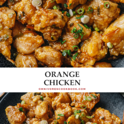 An easy orange chicken recipe that creates crispy chicken without deep-frying and a scrumptious orange sauce that is very fragrant and not too sugary. Make this dish at home to enjoy restaurant style Chinese food made with healthier ingredients! {Gluten-Free Adaptable}