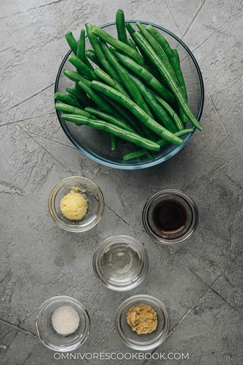 Ingredients for ginger green beans