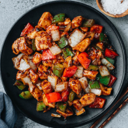 Make juicy chicken with rich savory black bean sauce just like you’d get from a Chinese restaurant! This recipe shows you how to make a fragrant sauce and super flavorful and tender chicken without using a wok. {Gluten-Free Adaptable}