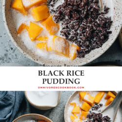 Black rice pudding is a healthy dessert made from ingredients you wouldn’t expect! Gooey rice soaked in sweetened coconut milk and paired with fresh summer fruit is a tantalizing treat that will refresh you on the hottest days! {Gluten-Free, Vegan}