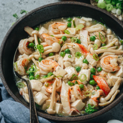 Seafood Tofu Stew is a delicious and nourishing homestyle dish that is super easy to make. If you need a quick, hot one-pot dinner for a cold day, this stew is perfect for you. {Gluten-Free}