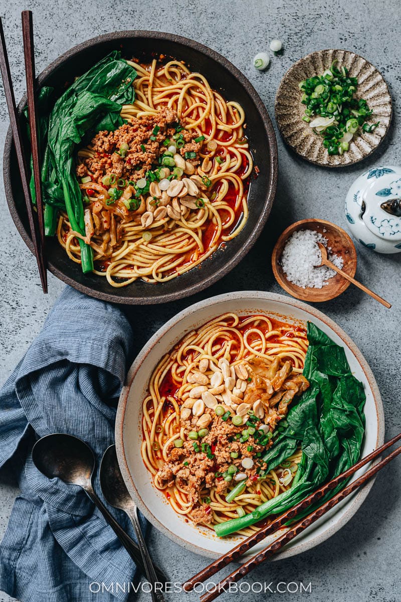 Two bowls of homemade Chongqing noodles