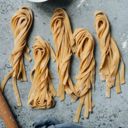 Learn how to make Chinese egg noodles with only four ingredients without any special equipment. The homemade egg noodles are chewy, springy, and perfect in noodle stir fry and hearty noodle soup, or simply served with a sauce. {Vegetarian}