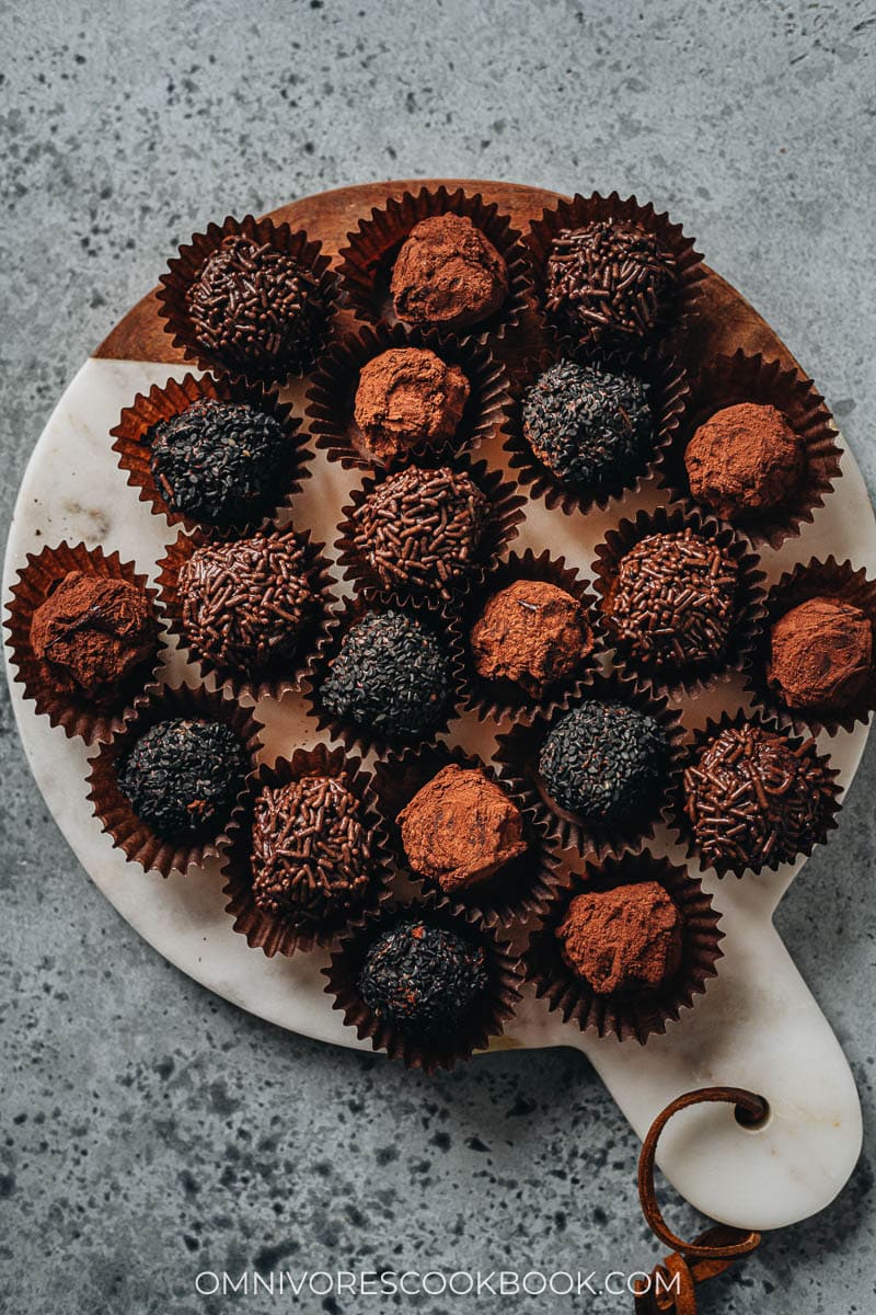 Assorted homemade chocolate truffles