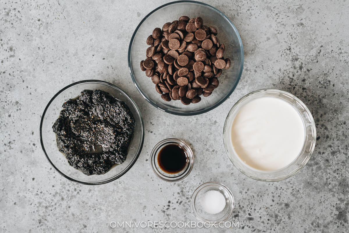 Black sesame chocolate truffles ingredients